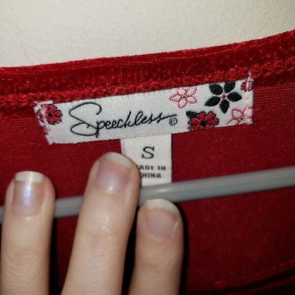 SPEECHLESS RED VELVET SPARKLE DRESS CHRISTMAS SIZE SMALL SIZE 7 - Picture 3 of 6